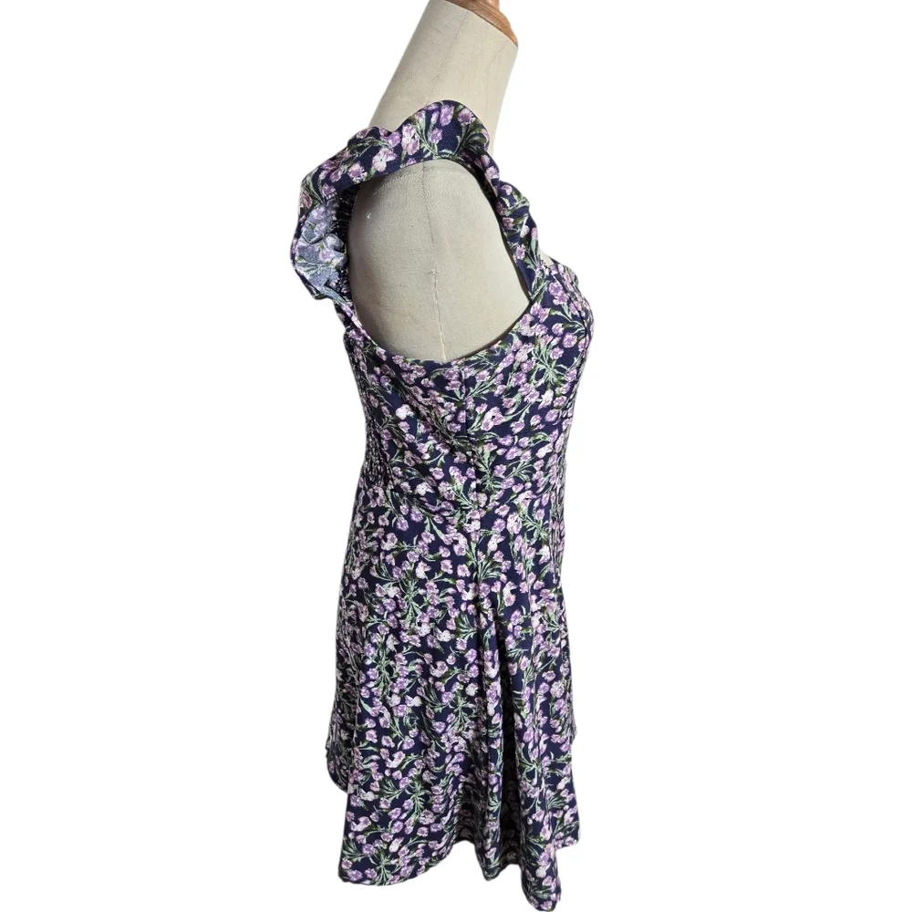 Forever 21 Y2K Purple And Blue Floral Sundress Mini Dress